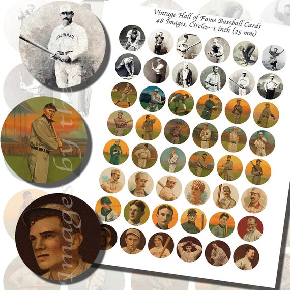 Vintage Baseball Hall of Famers Printables ONE INCH CIRCLES