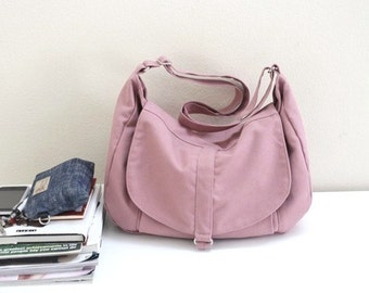 Mother day - Canvas Messenger bag,Shoulder bag,Gift for her ,Diaper bag ,Purse,Handbag,Women,School Bag-Pale Pink /Sale 25 % - no.12 KYLIE
