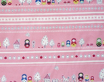 Russian Doll Matryoshka Fabric ~ Kokka Fabric ~ Japanese Fabric ~ Pink Fabric ~ Home Decor Fabric ~ Apparel Fabric ~ Cotton Oxford Fabric