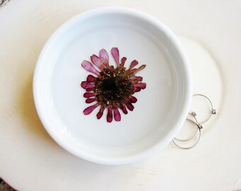 Purple Ring Dish, Purple Flower Ceramic Dish, Pressed Flower Jewelry Dish, Bridal Gift, Birthday Gift