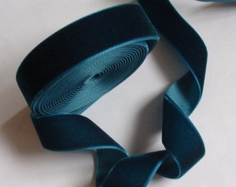 5 yards 3/4 inches Velvet Ribbon in Dark Teal RY34-65