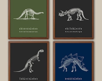 Baby Boy Nursery - Dinosaurs - Dinosaur Art - Boys Nursery Art - Kids Wall Art - Playroom Wall Hanging - Boys Room Decor - Set Of 4