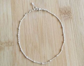 Sterling Silver Anklet, Delicate Silver Anklet, Satellite Chain, Sterling Silver Ankle Bracelet, Plain Anklet Silver, Thin Anklet