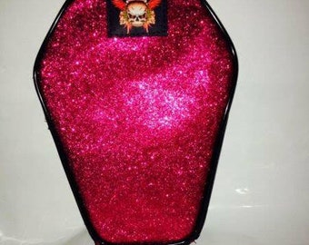 Coffin Glitter Pink make up pouch