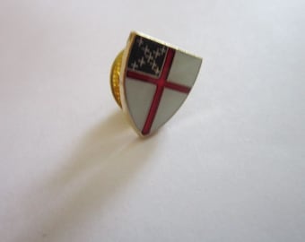 Vintage Enameled and Gold Tone Pinback Shield
