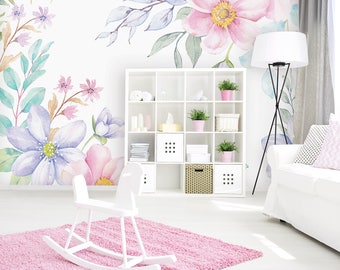 Spring Flowers Pastel Watercolour Wallpaper