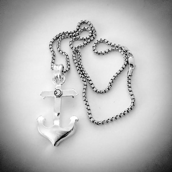 Anchor cross charm in sterling silver 925 with 18 inch Venezia silver chain