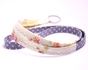 grey beige Lanyard fabric floral unique for women ribbon