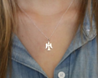 Tiny Angel Necklace - Guardian Angel Necklace - Sterling Silver Angel Charm - Confirmation Gift - Baptism Gift - First Communion Gift