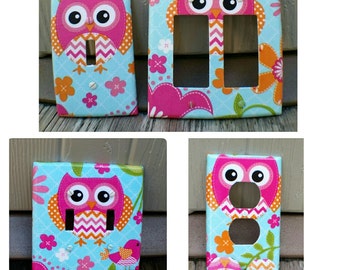 Owl Light Switch - Outlet Cover- Switch Plate Cover-Nursery Decor- Light switch cover- Woodland Nursery- Owl nursery