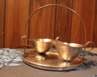 Antique W B Mfg Co Silverplate Tapestry Cream Sugar Tray Set Weidlich Bros 3pc Set Tea Coffee Service Collectible