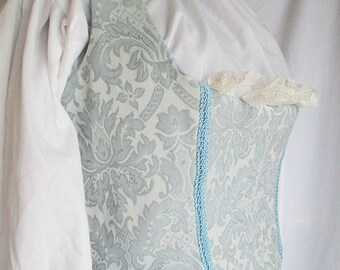 Tapestry Bodice - Blue Underbust Low-cut Historical Costume Bodice