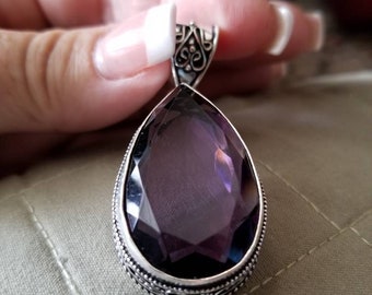 Purple Teardrop Quartz Pendant!