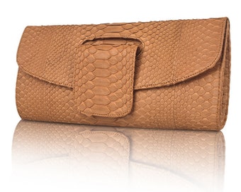 Python leather clutch