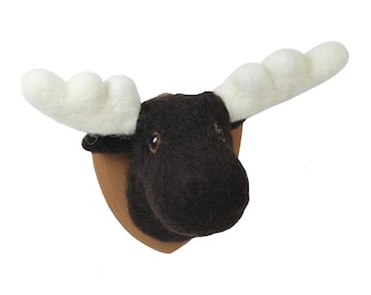 Handmade Needle Felted Moose head Trophy small made to order