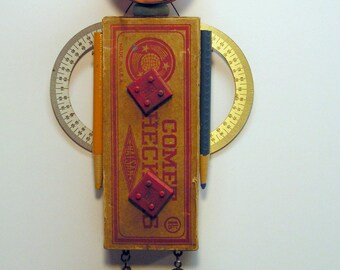 Assemblage Art Doll Mixed Media Checkers Games