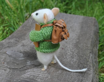 Wool mouse Needle felted mouse Miniature animal Felt mouse White mouse Needle felt mouse Felted mice Waldorf animal toy Cute felt mouse
