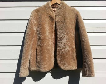 Shearling Sheepskin Wool/Fur Coat With Satin Lining