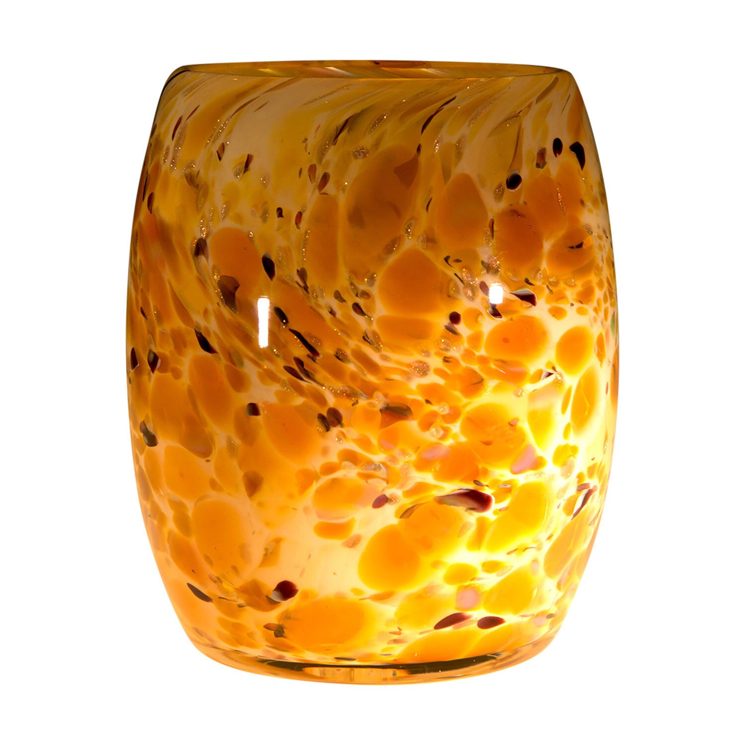 Votive Candle Holder. Hand Blown Art Glass in Gold Brown.