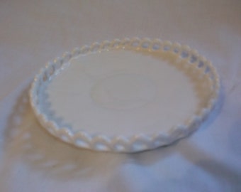 Vintage Milk Glass Crochet Edge Small Dish 6 3/8"