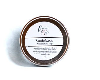Sandalwood Shave Soap, Mens Shaving Soap, Husband Gift, Father Gift, Dad Gift, Mens Gift, Artisan Shave Soap
