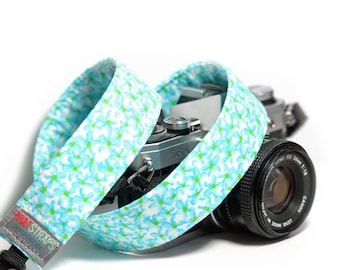 Floral Camera Strap, Blue Flower Camera Strap, Garden Variety
