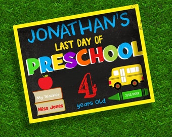 Last day of preschool chalkboard poster, School Poster, Last day of preschool, Preschool, Chalkboard, Editable, Instant download,