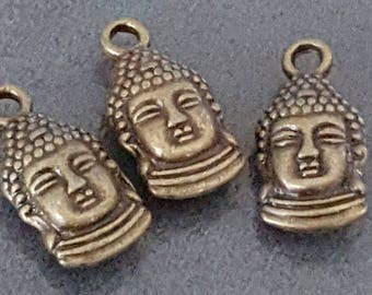 bronze metal 10 Buddha pendants 16 x 8 mm, metal Buddha charm