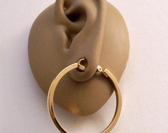 Avon Square Tube Hoops Clip On Earrings Gold Tone Vintage 1977 Great Hoops Large Round Open Polished Dangle Rings