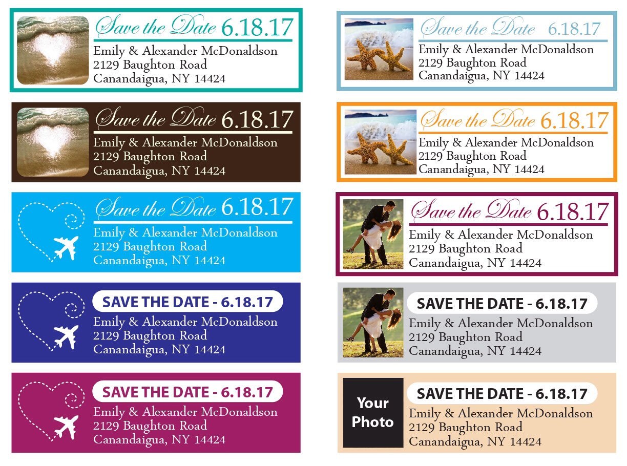 personalized wedding return address labels destination wedding