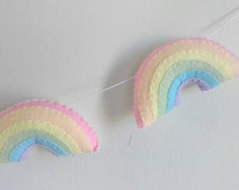 Pastel rainbow garland, rainbow wall hanging, wall hanging, rainbow nursery decor, rainbow baby gift, pastel rainbow, rainbow