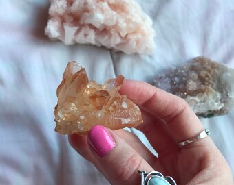 Tangerine quartz cluster