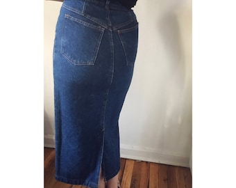 Vintage 70s Blue Denim Midi Skirt by the Gap