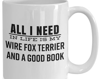 Wire fox terrier dog gift mug for book lovers