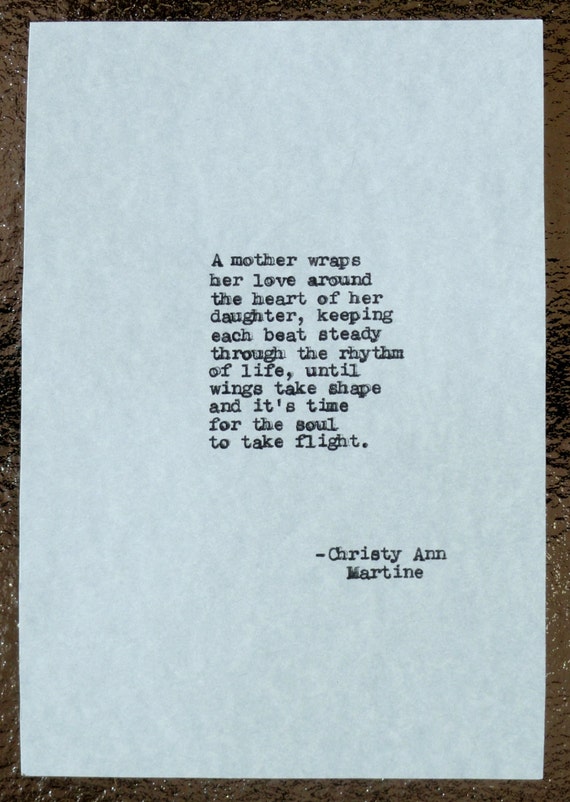 Gift for Mom - Birthday Gift for Mother - A Mother's Love Poem - Typed by Hand by Author