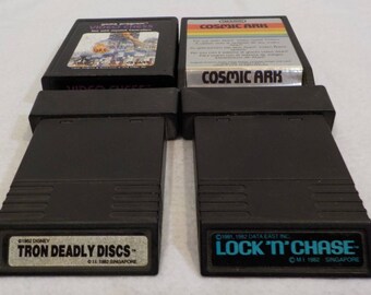 Lot jeu Vintage Atari, Atari cartouches, Vintage jeux vidéo, vidéo d’échecs Lock N Chase Tron arche cosmique
