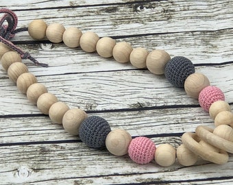 Organic cotton nursing necklace. Mummy and baby teething necklace