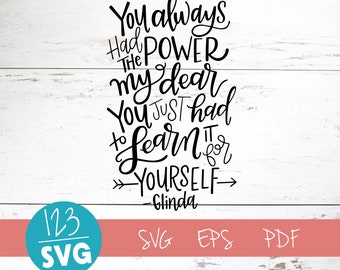 You Always Had the power my dear, Glinda, Wizard of Oz SVG Cut File, digital file, svg, tribe, ladies, friends, love, eps, handlettered svg