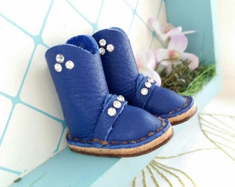 Mini Bright Royal Blue Leather Riding Boots Neo Blythe Azone Pureneemo M S Size Hand Made By MizuSGarden
