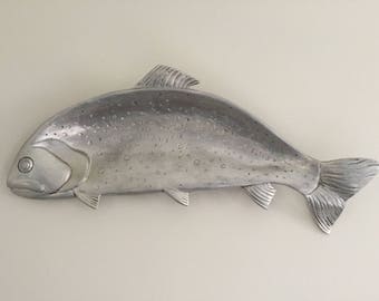 Vintage Bruce Fox Aluminum Fish Platter Tray Wall Hanging Nautical Fishing Cabin