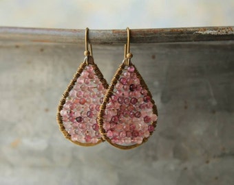 Pink Tourmaline Teardrop Earrings