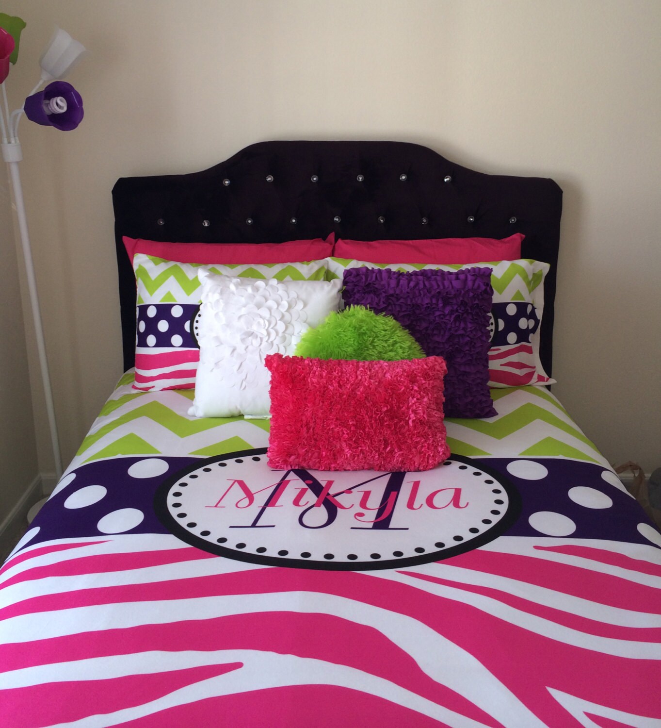 Chevron and Zebra Personalized bedding with Shams