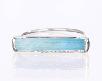 Raw Aquamarine Ring, Sterling Silver Ring, Rings for Women, Gemstone Ring, Statement Ring, Stacking Rings, Raw Crystal Ring, Boho Ring
