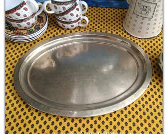 1930's Oval Brass Serving Tray French Handmade #sophieladydeparis