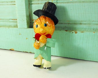 Vintage Paper Mache Caroler Christmas Ornament