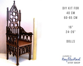 Gothic ARMCHAIR for 40/60 cm (16"/24") doll, PRE-ORDER diy doll furniture kit dollhouse furniture laser cut unpainted bjd chair throne