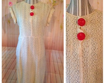 Vintage 40's Cream Colored Knit Dress