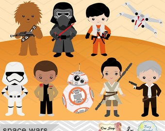 Instant Download Star Wars Clip Art, Digital Star Wars Clipart, Digital Star Wars Clipart, Star Wars Birthday Party Printable 00227