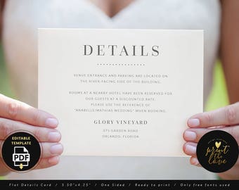 Wedding Details Card Template, Wedding Details Template, Wedding Information Card, Wedding Info Card Template, Wedding PDF (Anabelle)