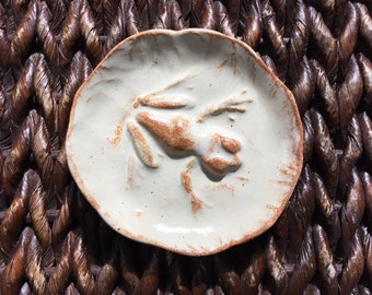 Ceramic Frog Trinket Dish Handmade Pottery